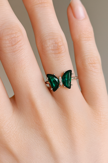 Emerald Grace Butterfly Ring