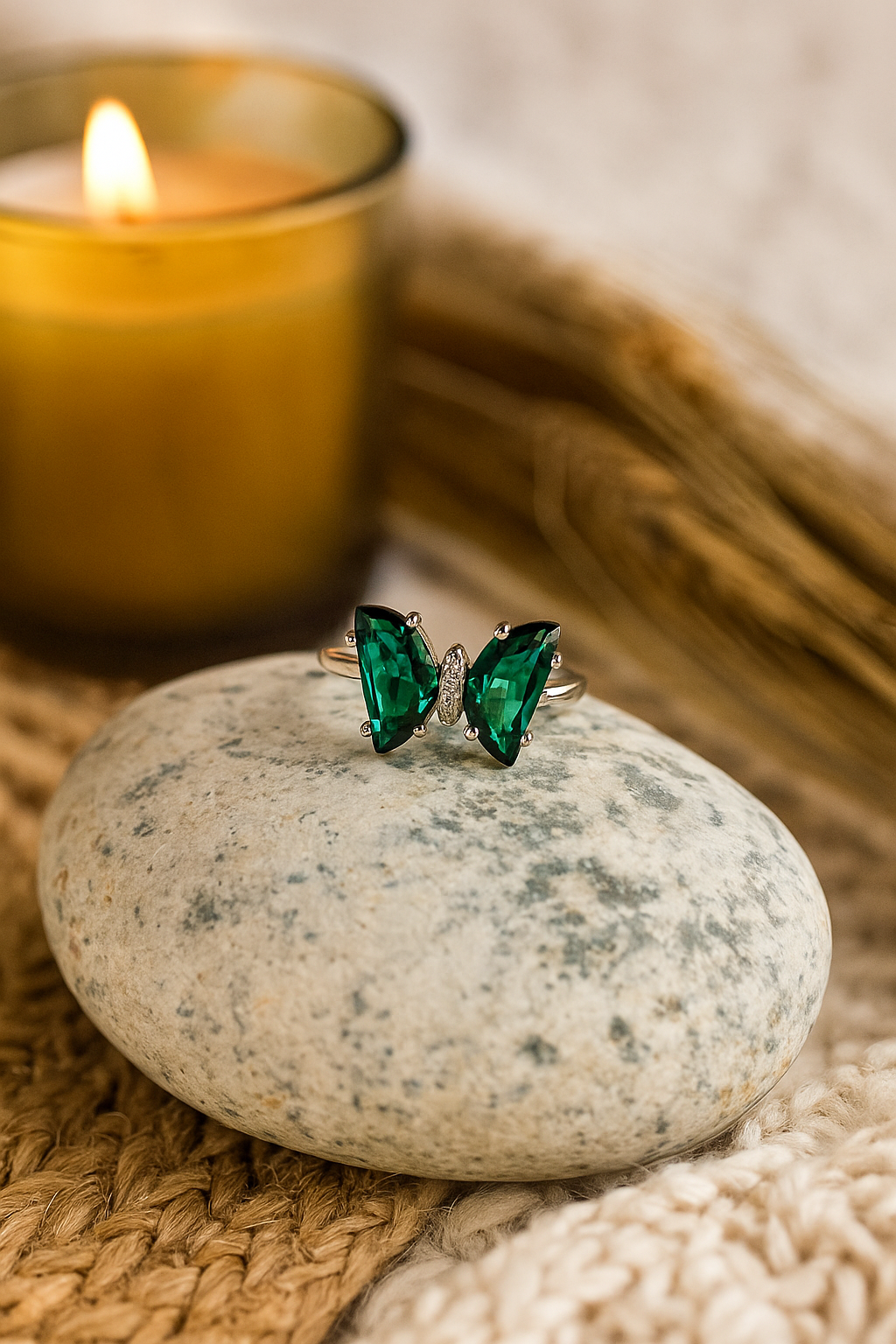 Emerald Grace Butterfly Ring