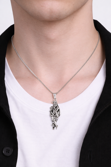 Silver Oxidised Krishna Chain Pendant