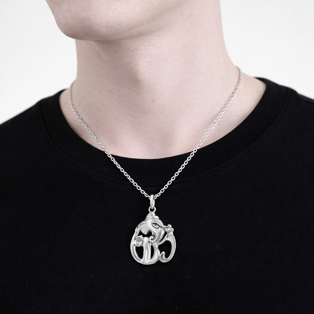 Silver Ganeshji Chain Pendant