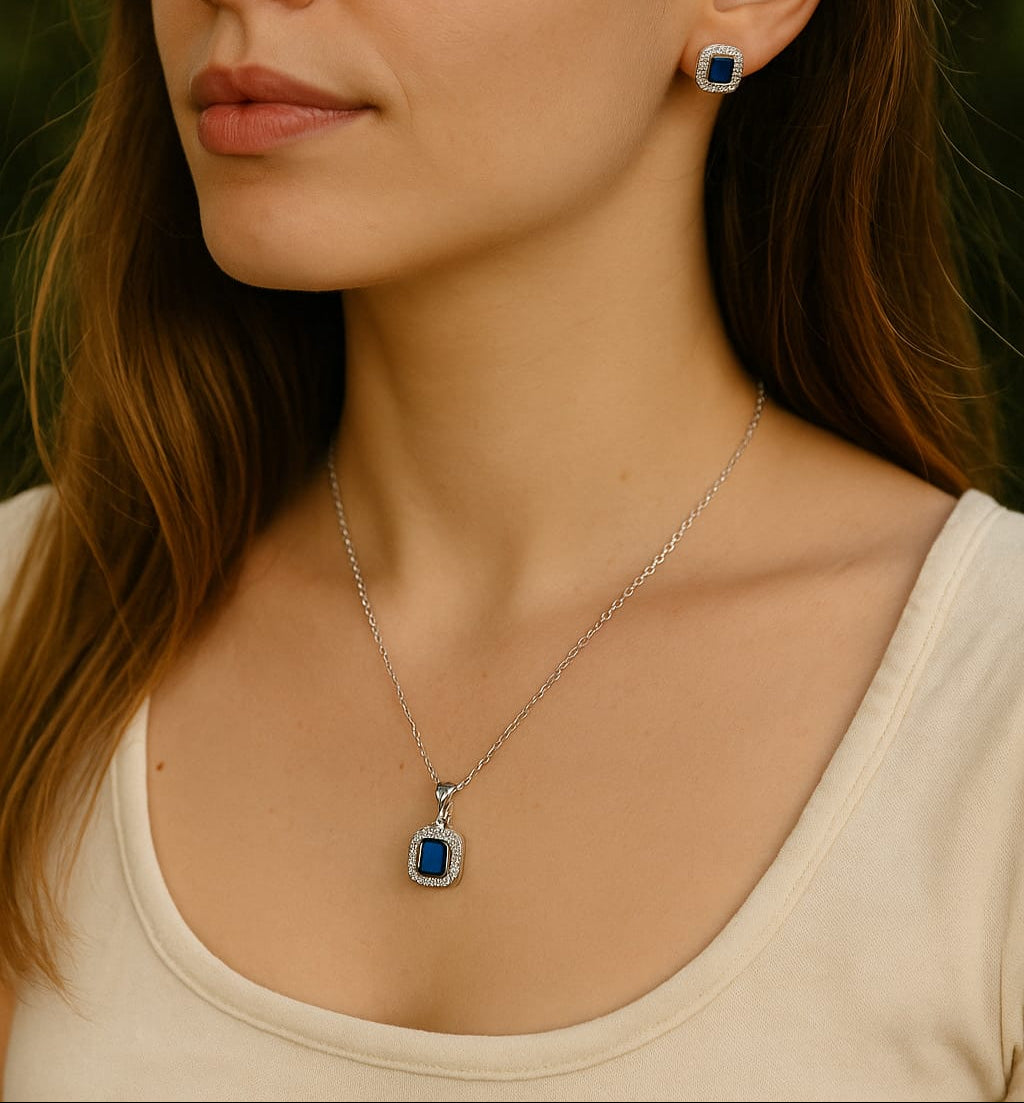 Silver Midnight Majesty Sapphire Set