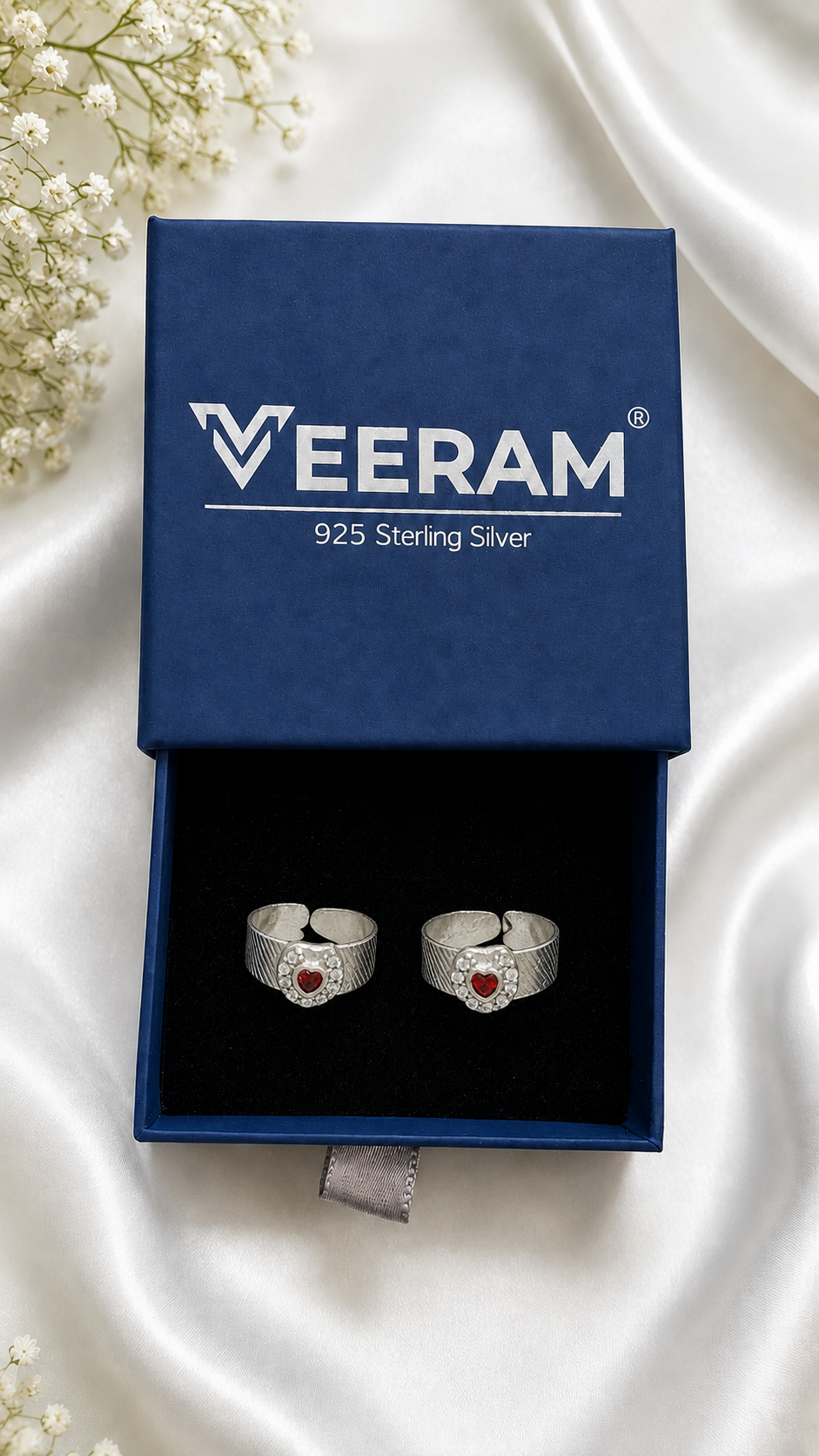 Silver Red Love Heart Toering