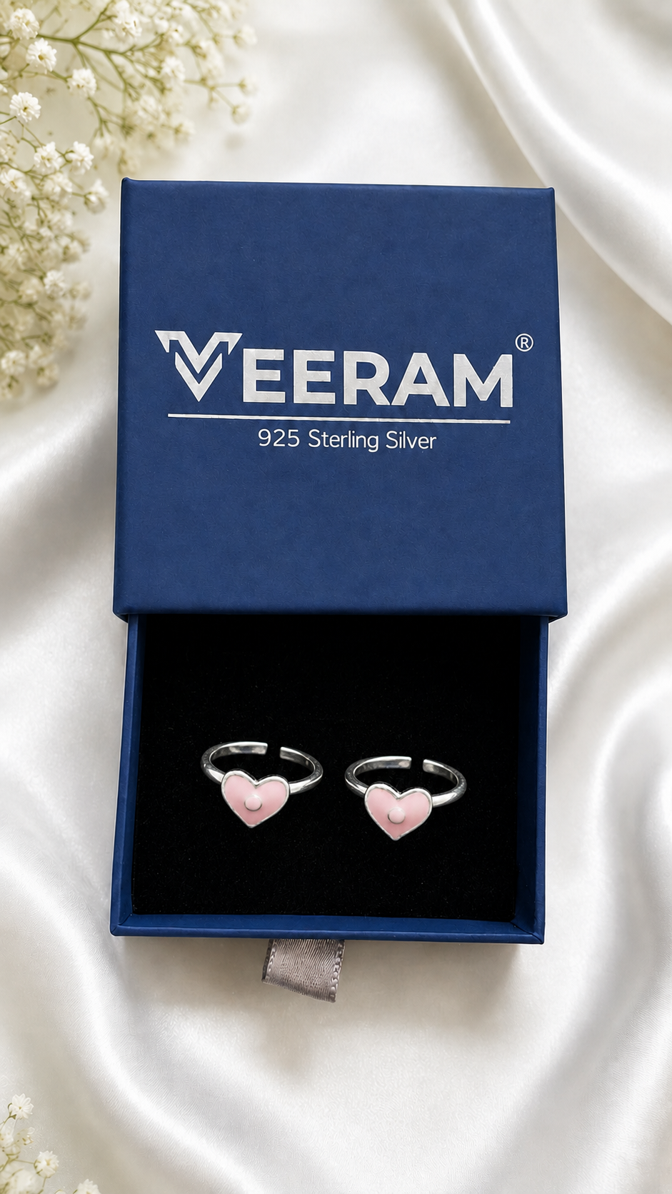 Silver Pink Heart Toering