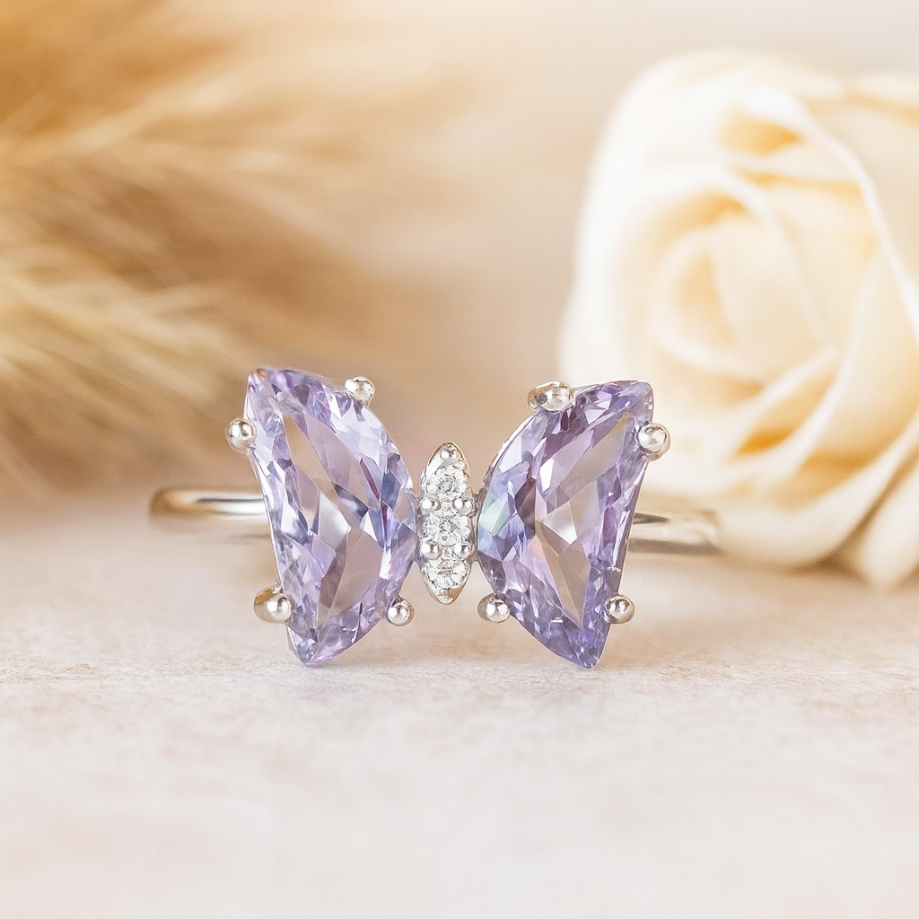 Lavender Butterfly Ring