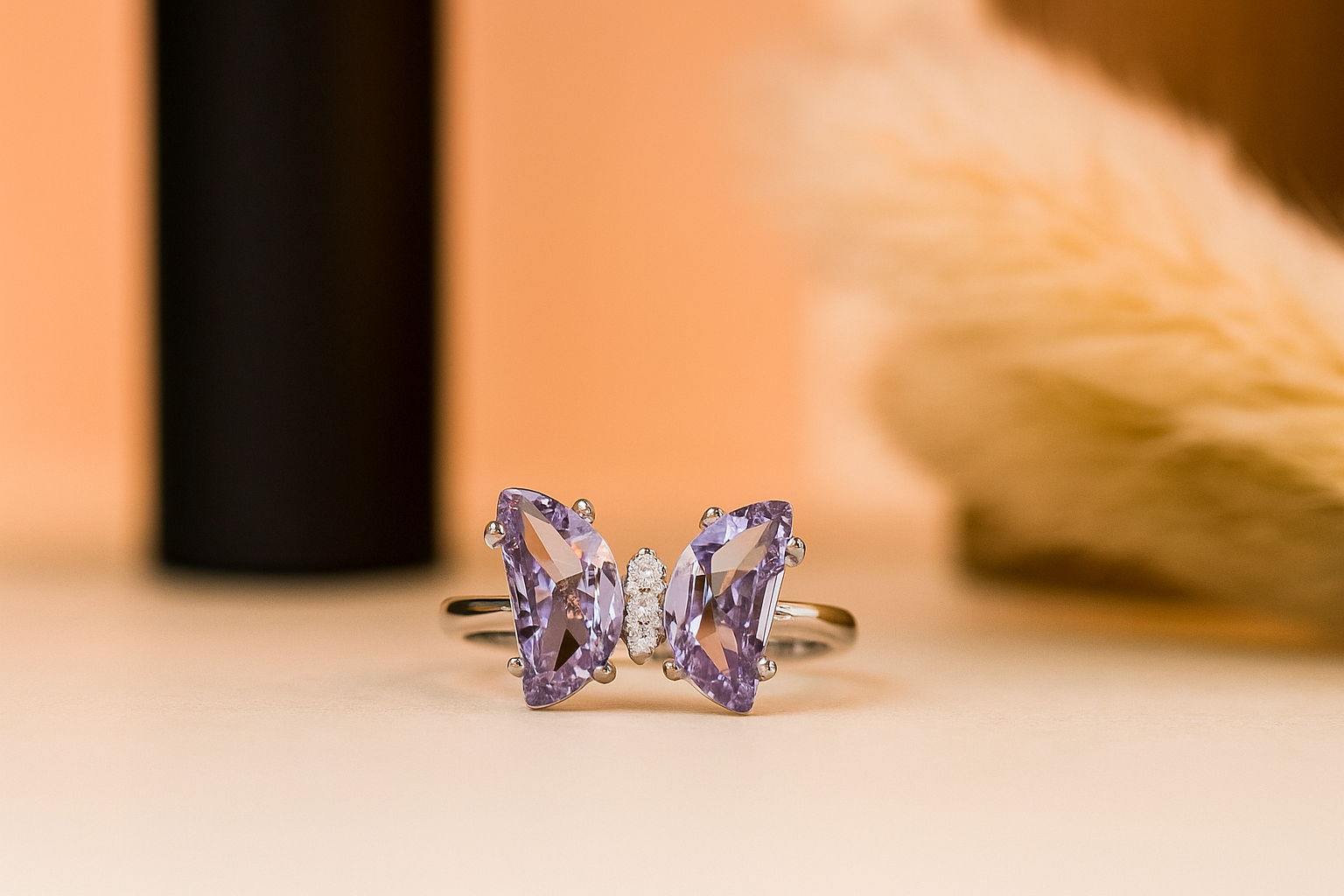 Lavender Butterfly Ring