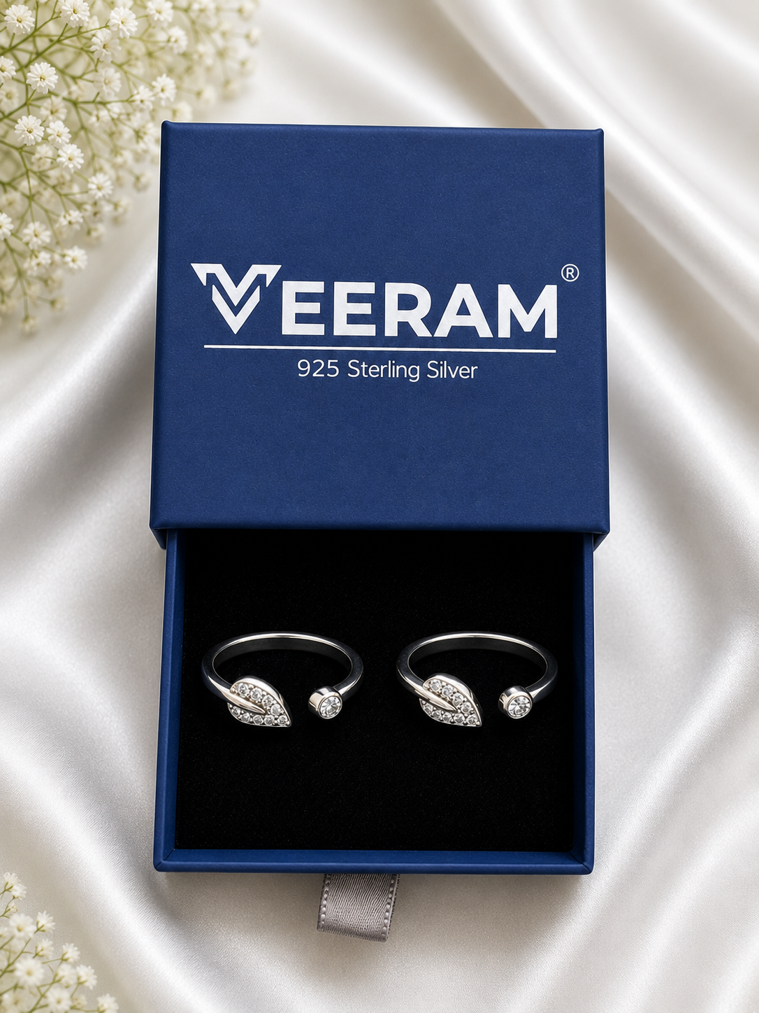 Floral Leaf Diamond Toe Rings