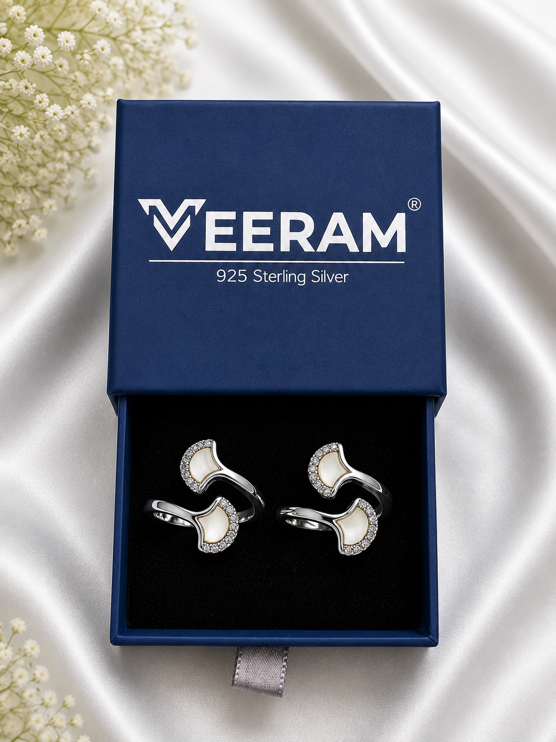 Elegant Dual Petal Silver Toerings