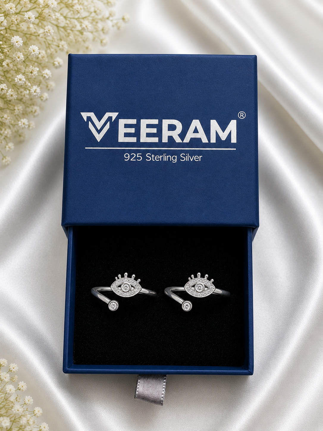 Evil Eye Sparkle Toe Rings