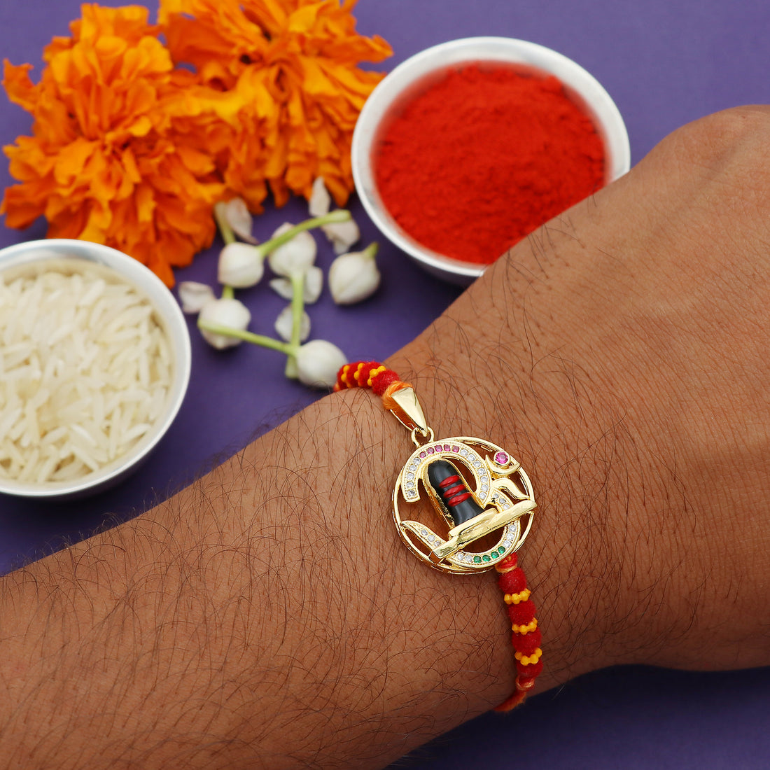 Om Shivling Beaded Thread Rakhi