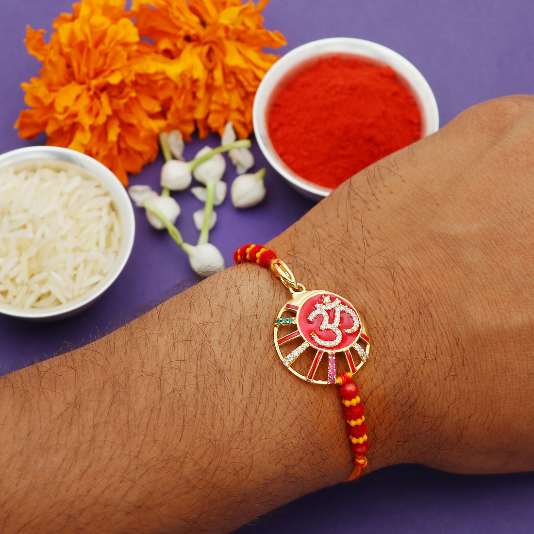 Om Symbol Rakhi with Beaded Thread