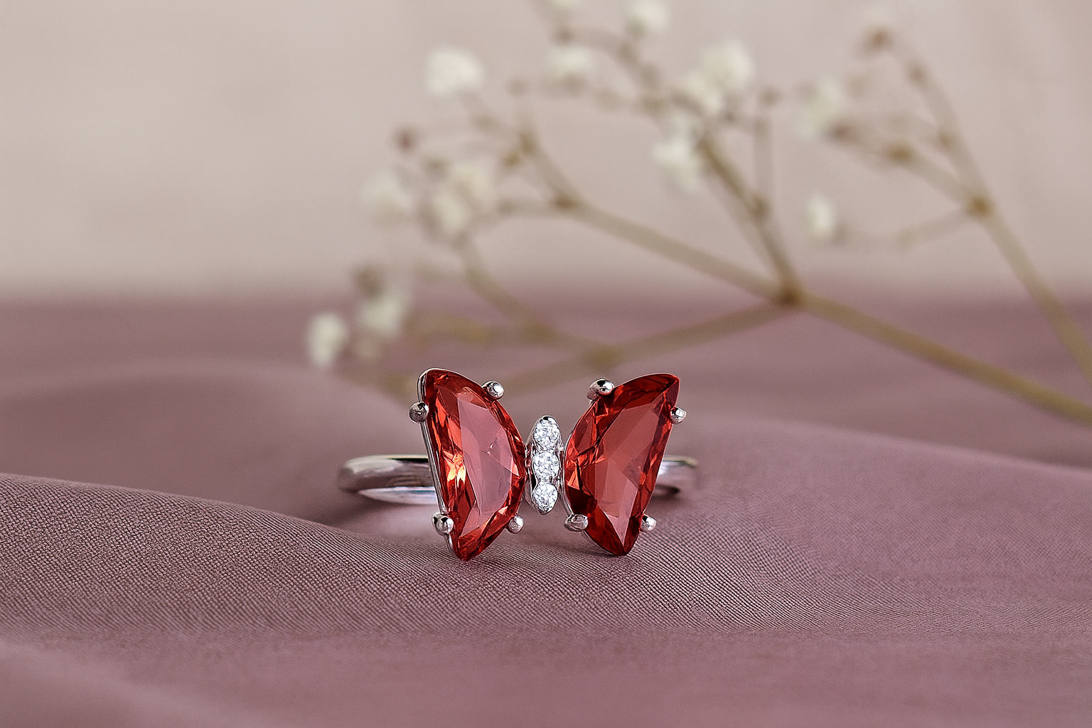 Red Butterfly Grace Ring