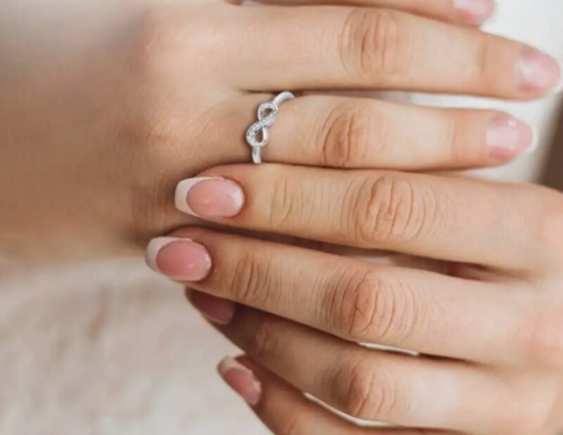Silver Solitaire Infinity Adjustable Ring