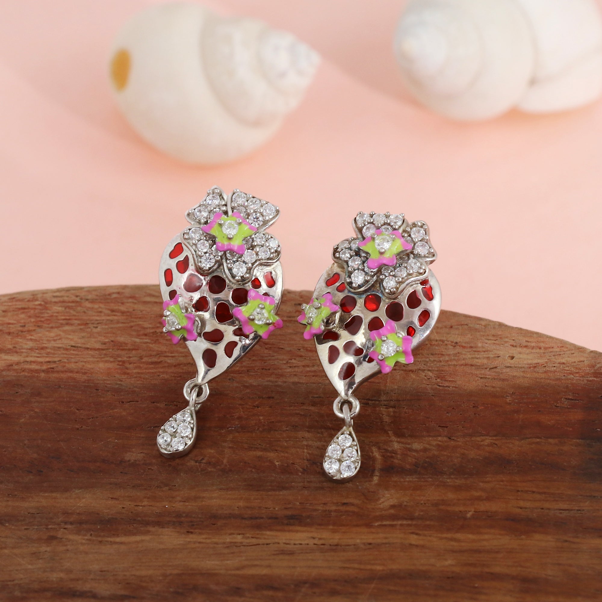 Silver Bloomberry Dangle Studs