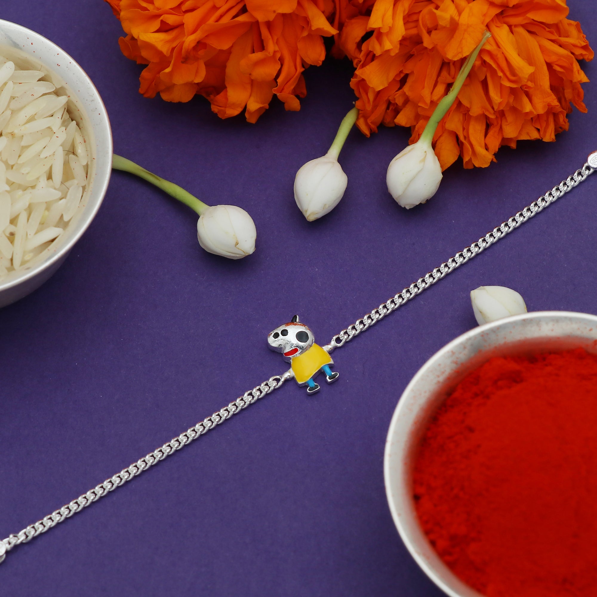 Pure Silver Peppa Pig Baby Rakhi