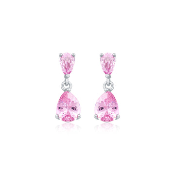 Silver Pink Drop Earring