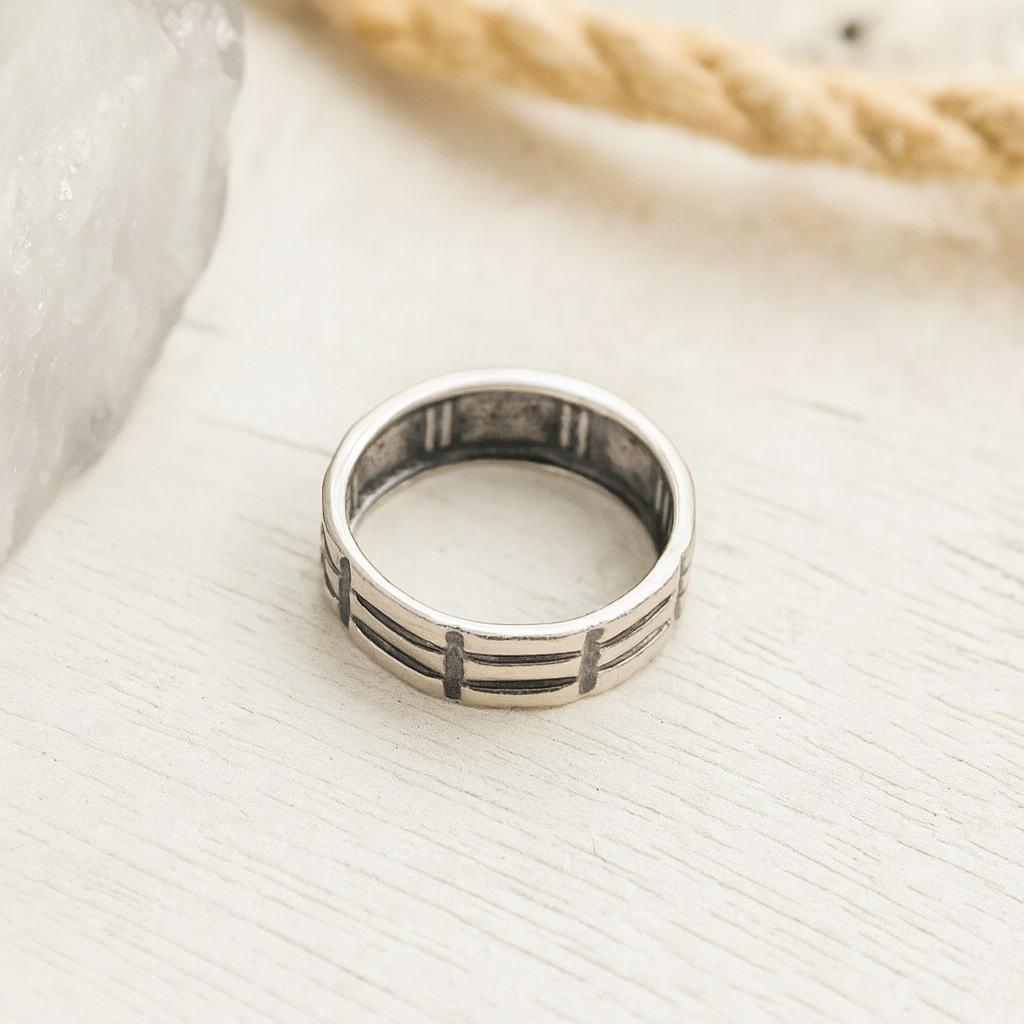 Linear Groove Silver Band