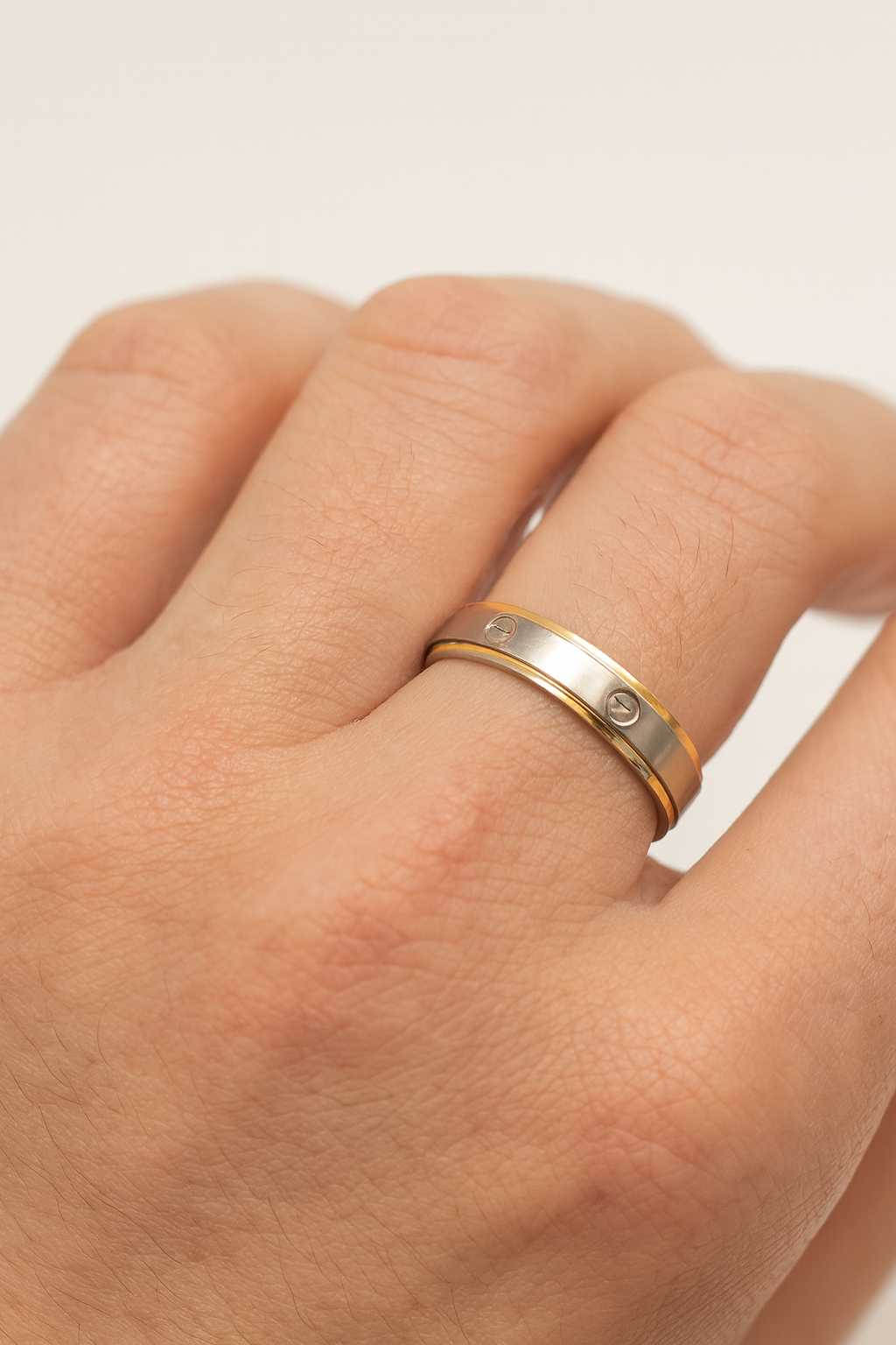 Dual-Tone Screw Motif Ring