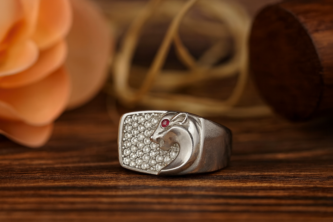 Crystal Fox Silver Ring