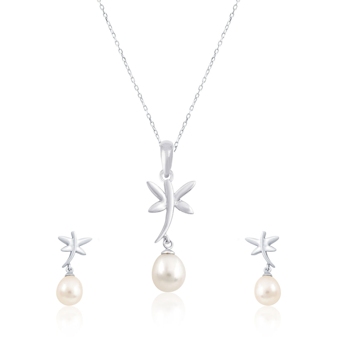 Silver Pearl Butterfly Set