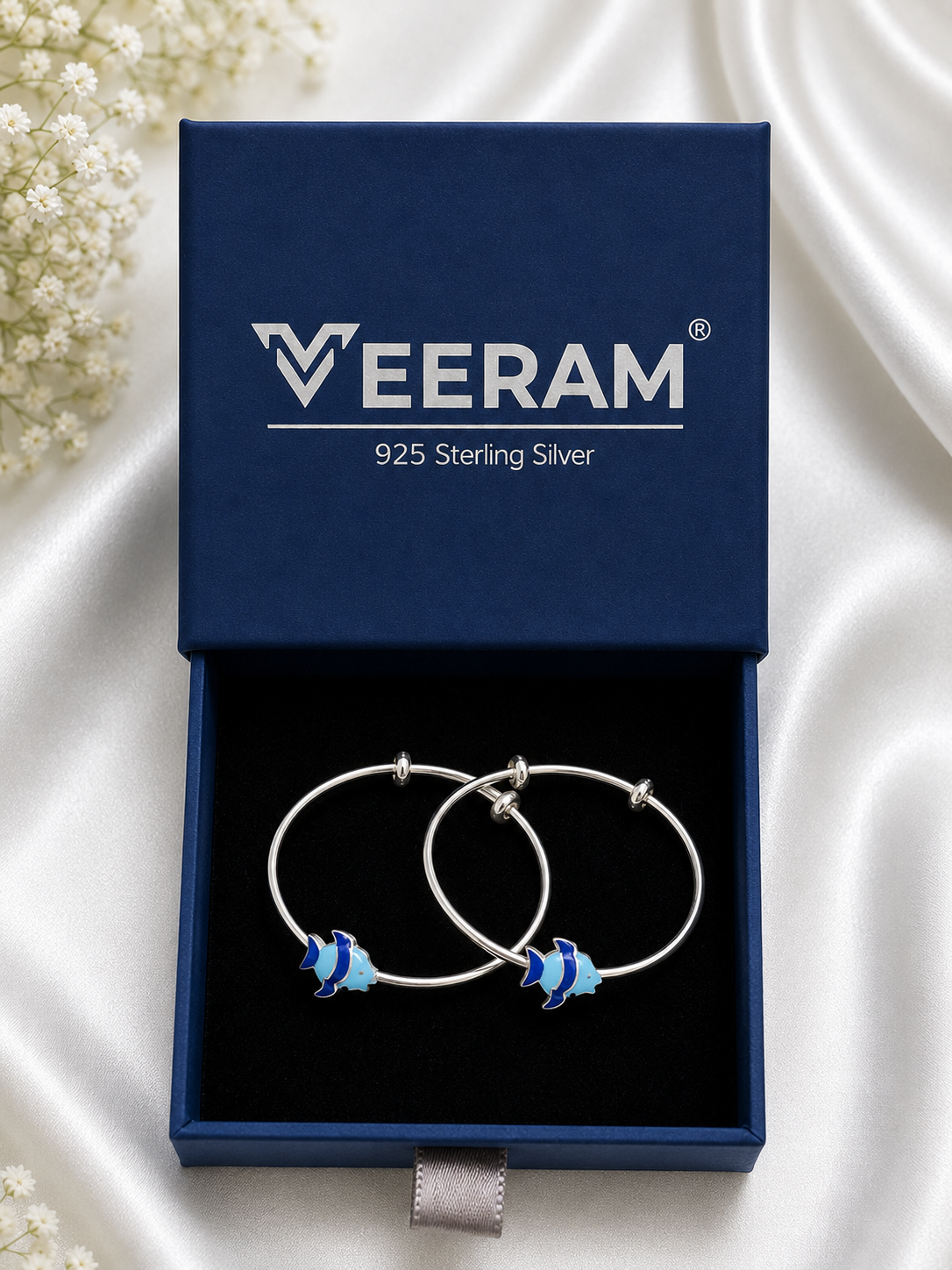 Silver Adjustable Fish Kada Set