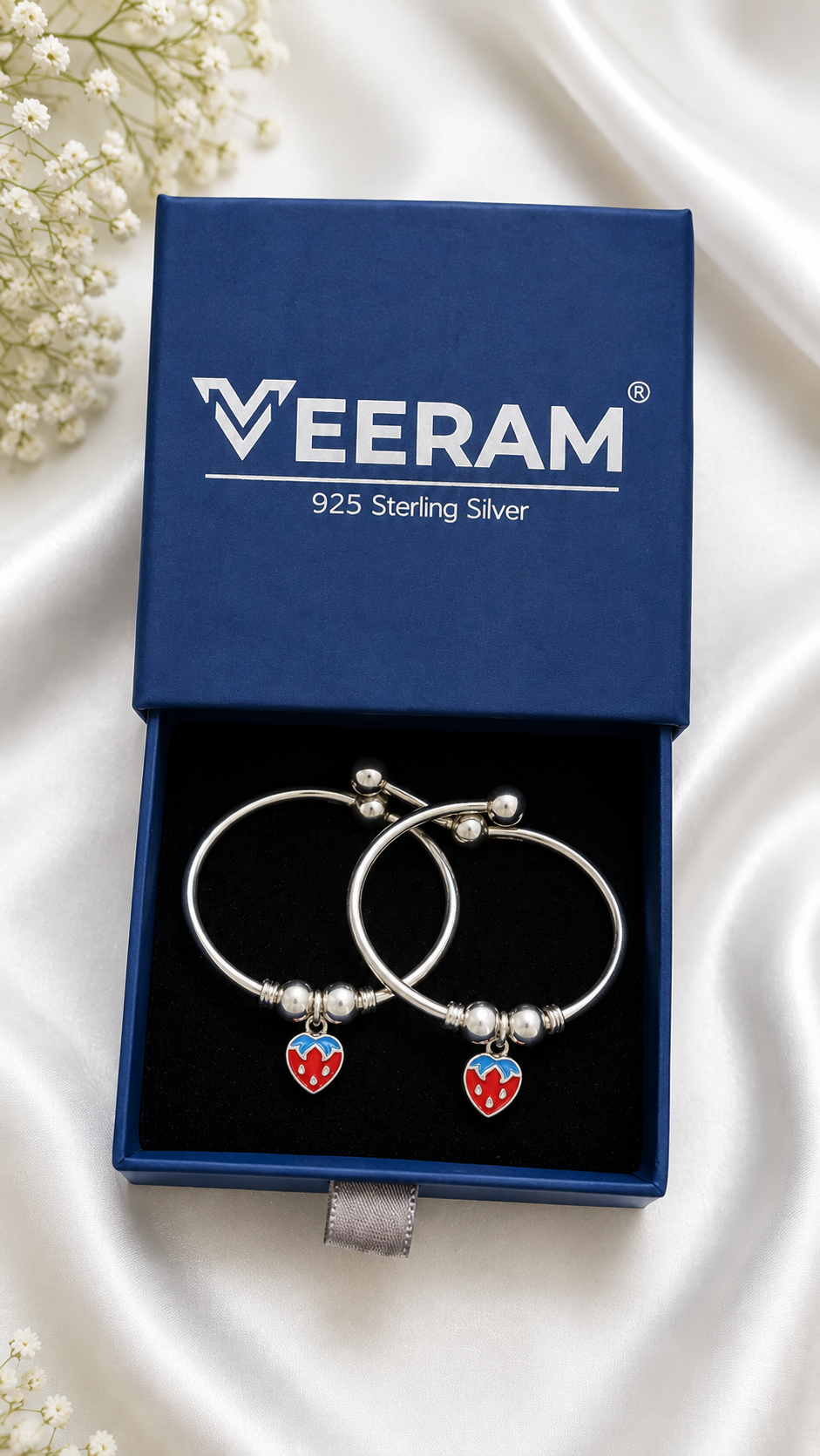 Silver Adjustable Strawberry Kada Set