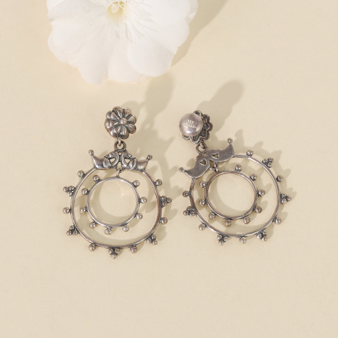 Silver Tribal Hoop Earrings