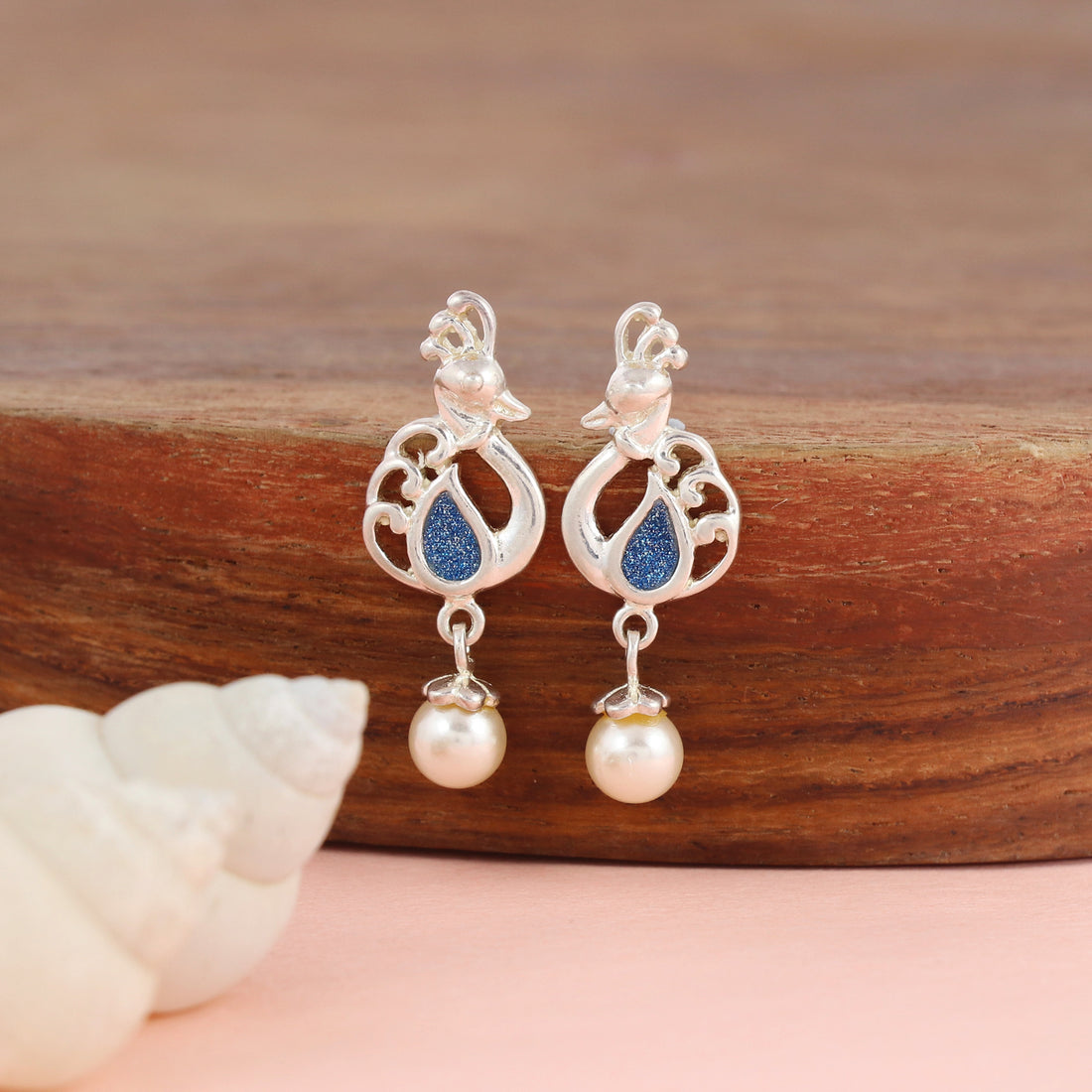 Peacock Elegance 925 Sterling Silver Earrings