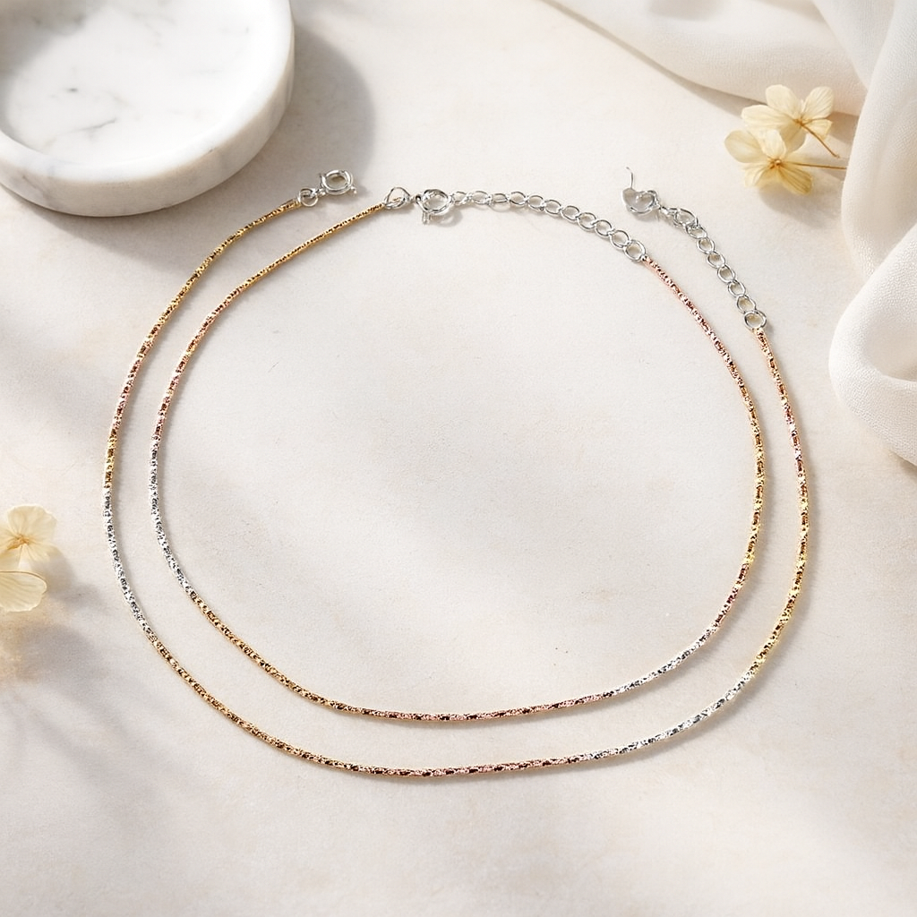 Textured Tri-Color Anklet