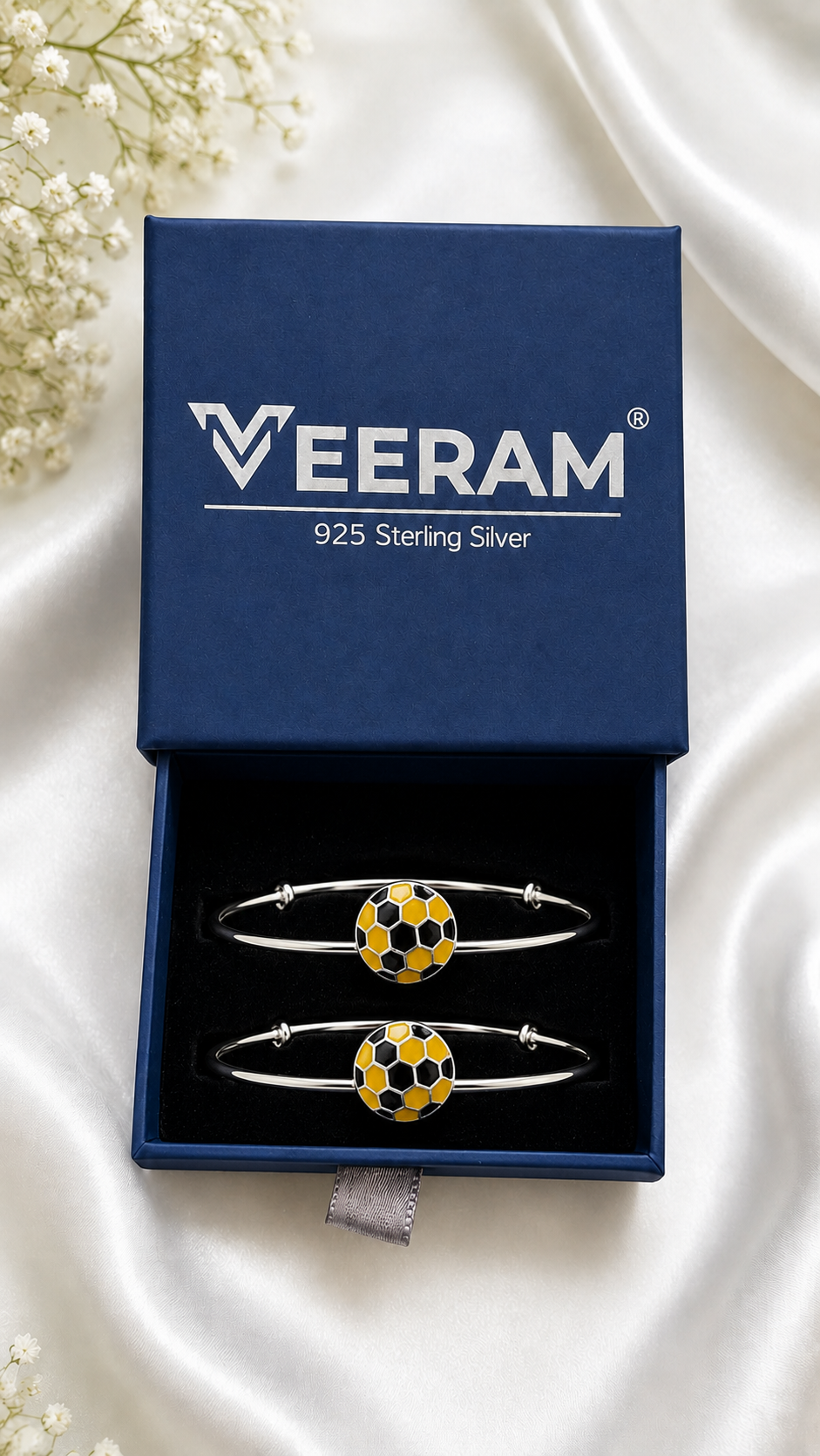 Silver Adjustable Soccer Baby Kada