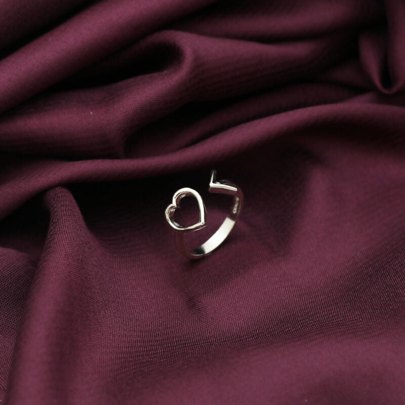 Silver Heart Arrow Ring