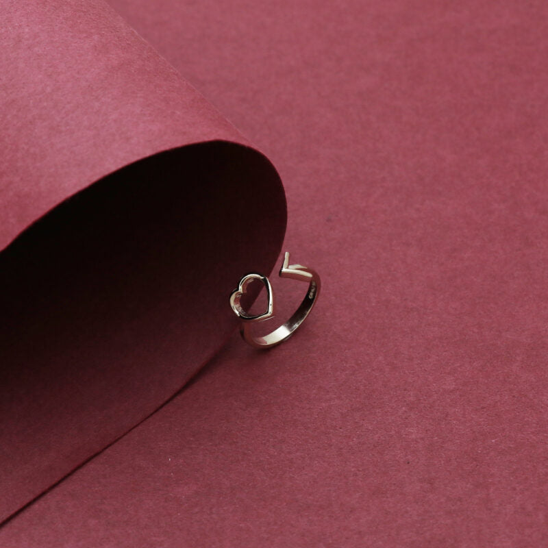 Silver Heart Arrow Ring
