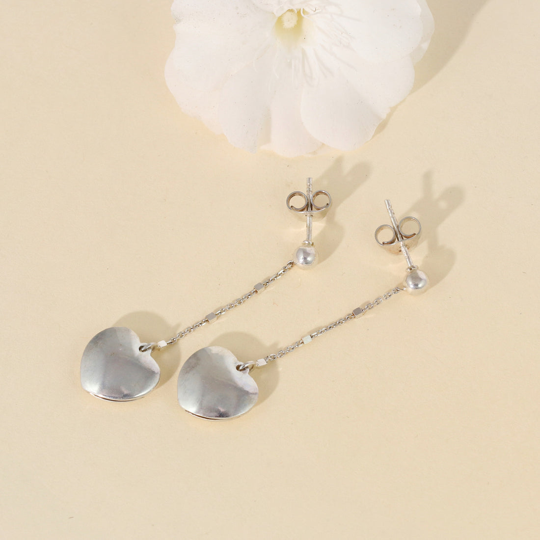 Dangle Hearts  Silver Earrings