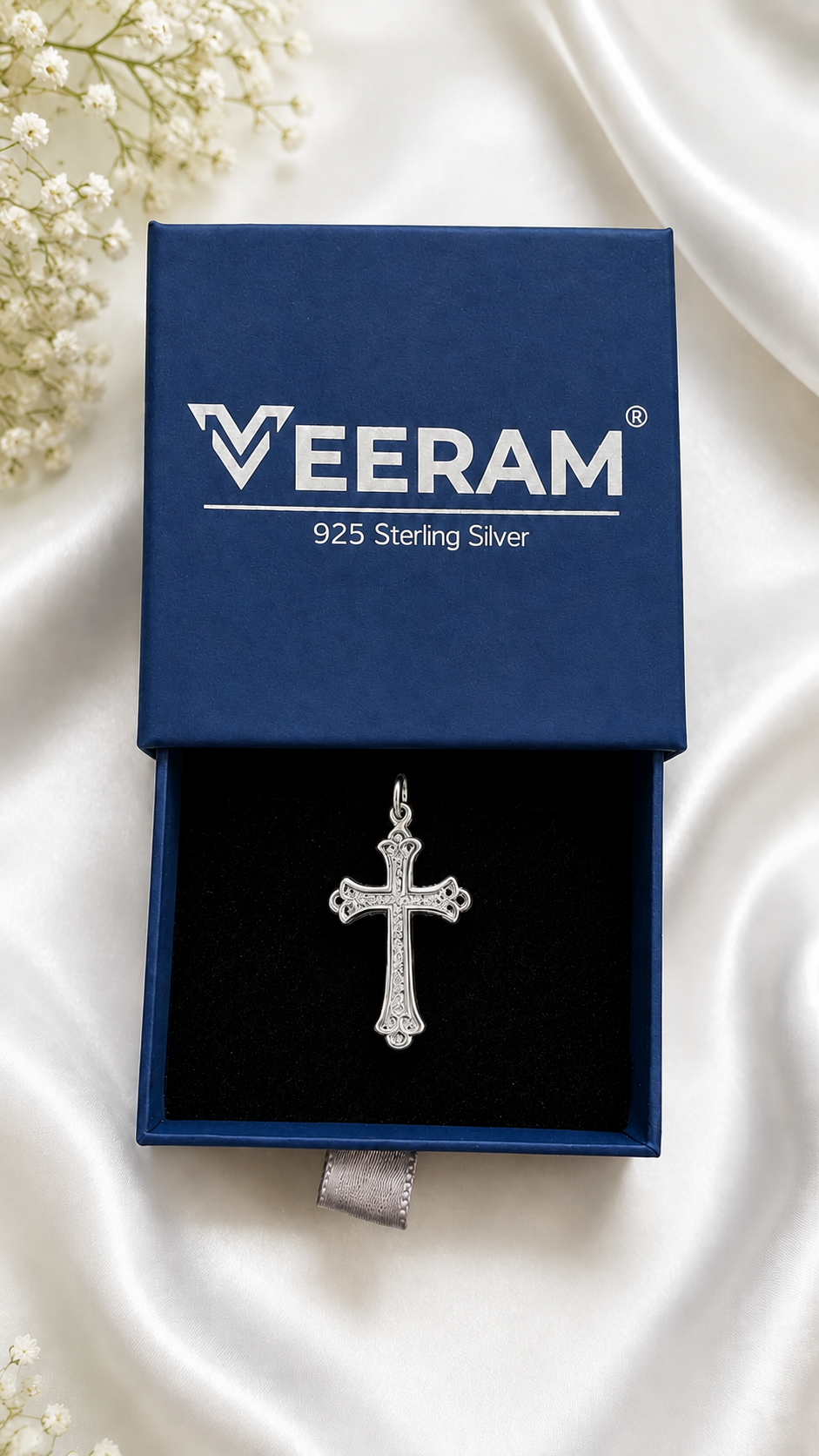 Silver Latin Cross Chain Pendant
