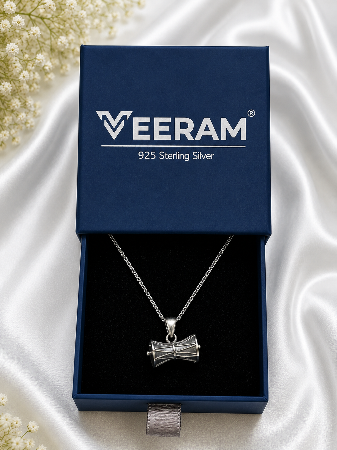 Silver Dholak Charm Chain Pendant