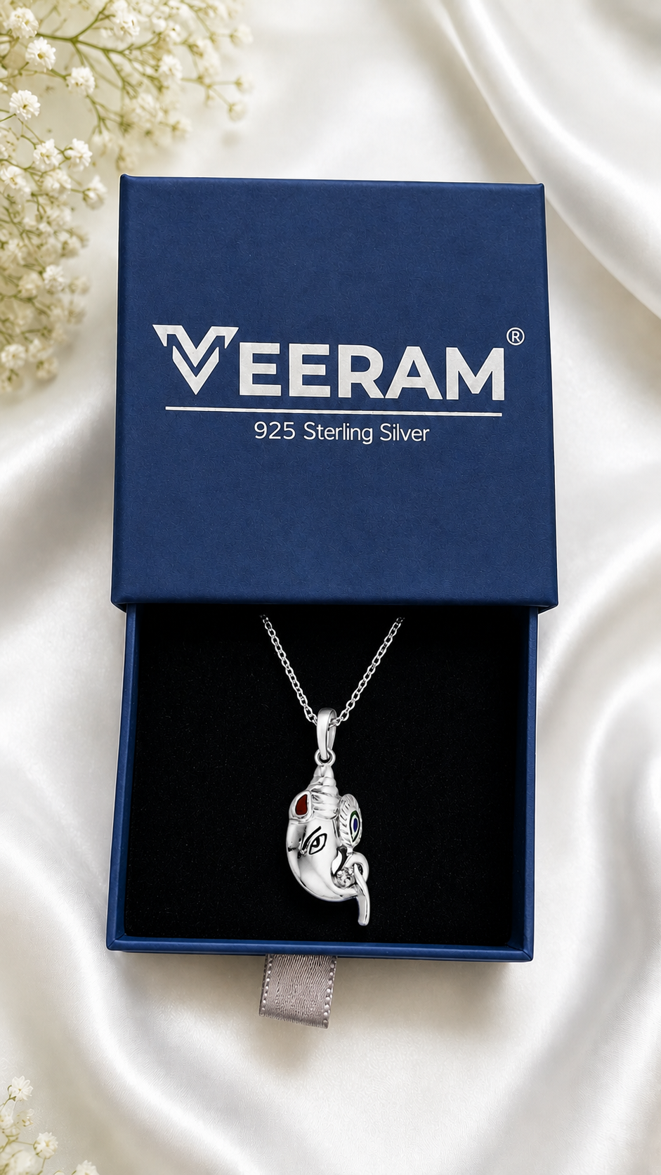 Silver Colorful Ganesha Chain Pendant