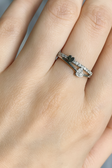 Double Heart Sparkle Ring