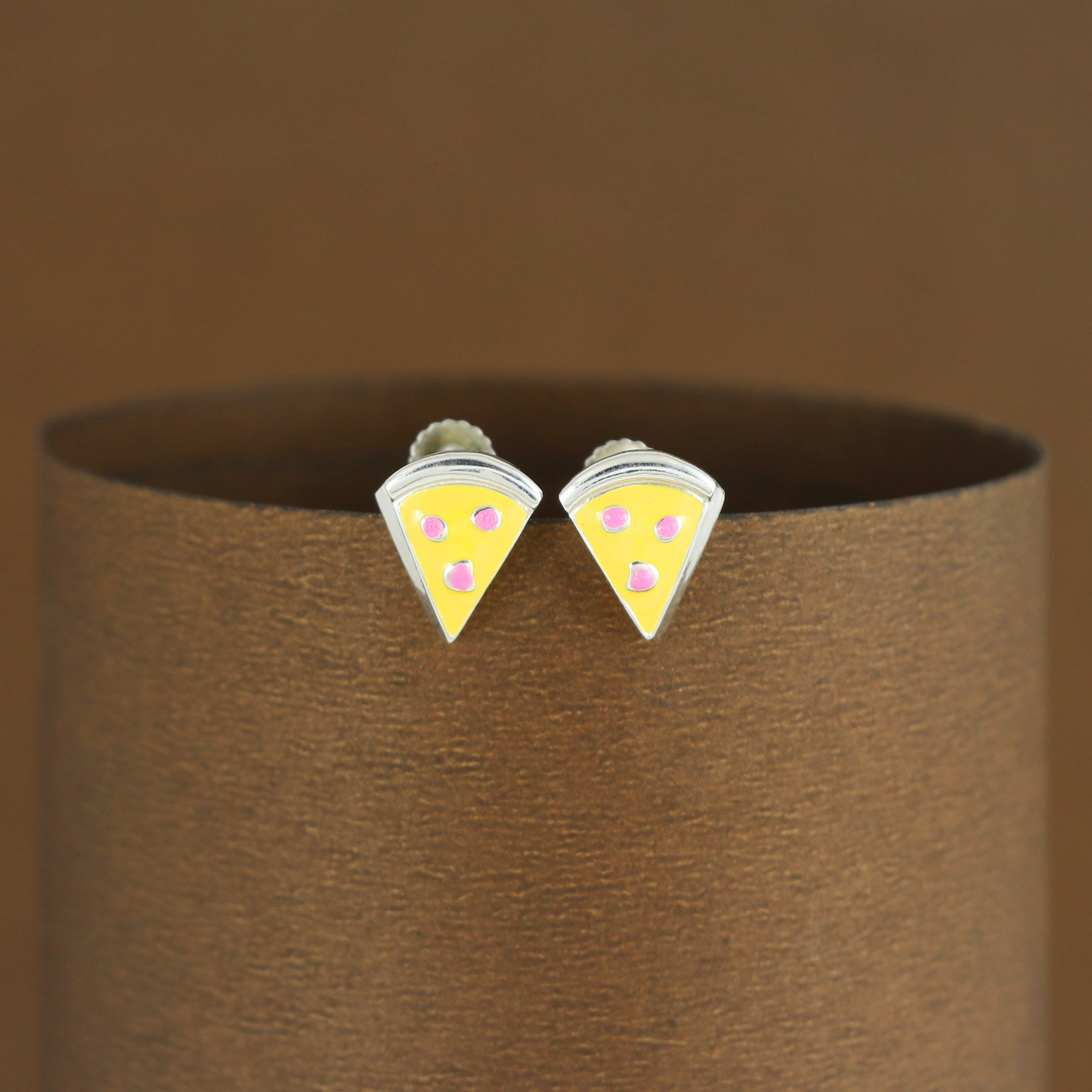 Silver Pizza Slice Studs