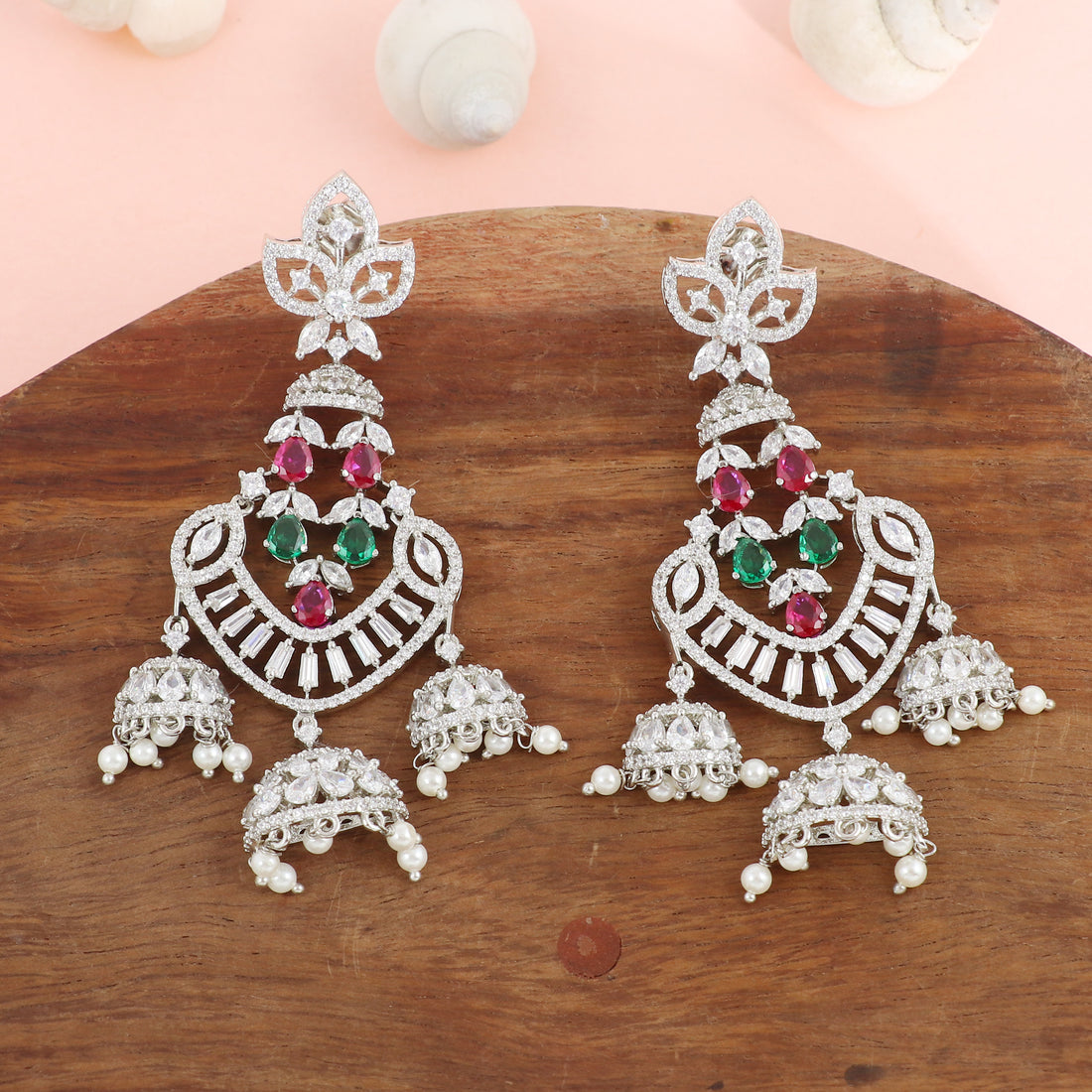Silver Nawabi Jhumka Drops