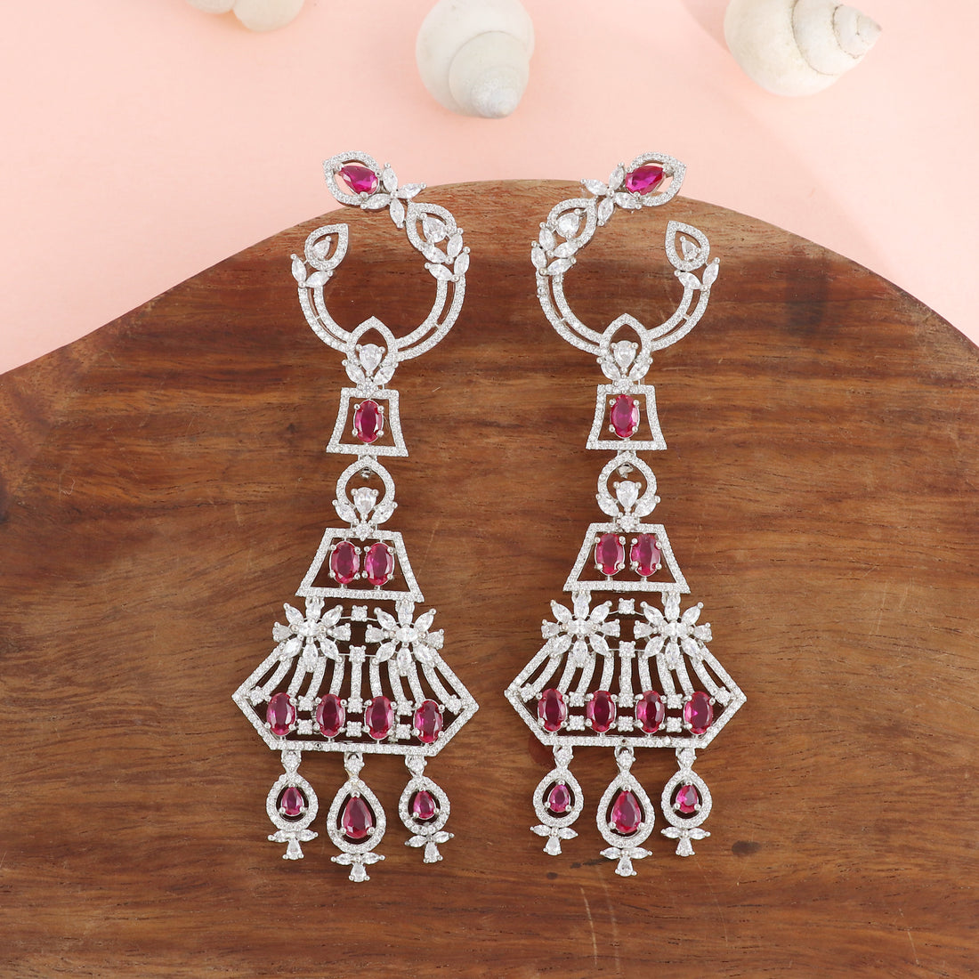 Silver Ruby Earrings