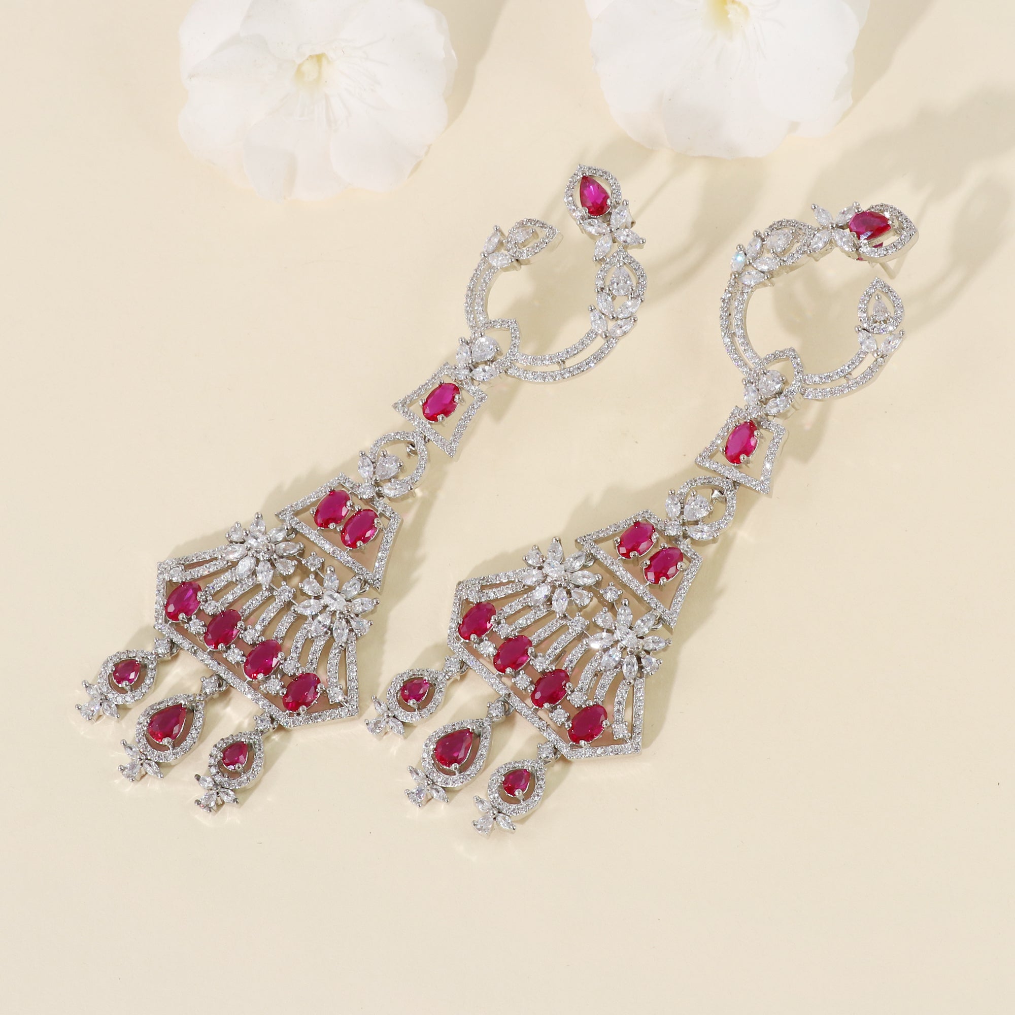 Silver Ruby Earrings