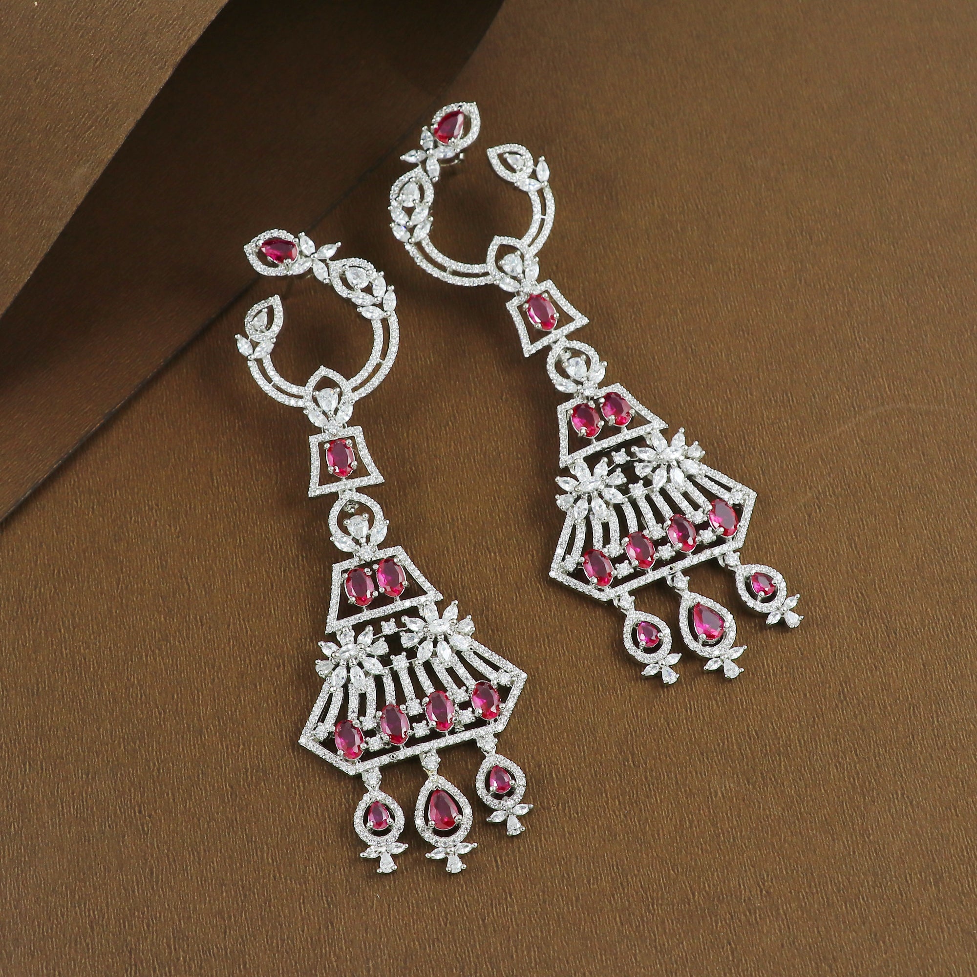 Silver Ruby Earrings