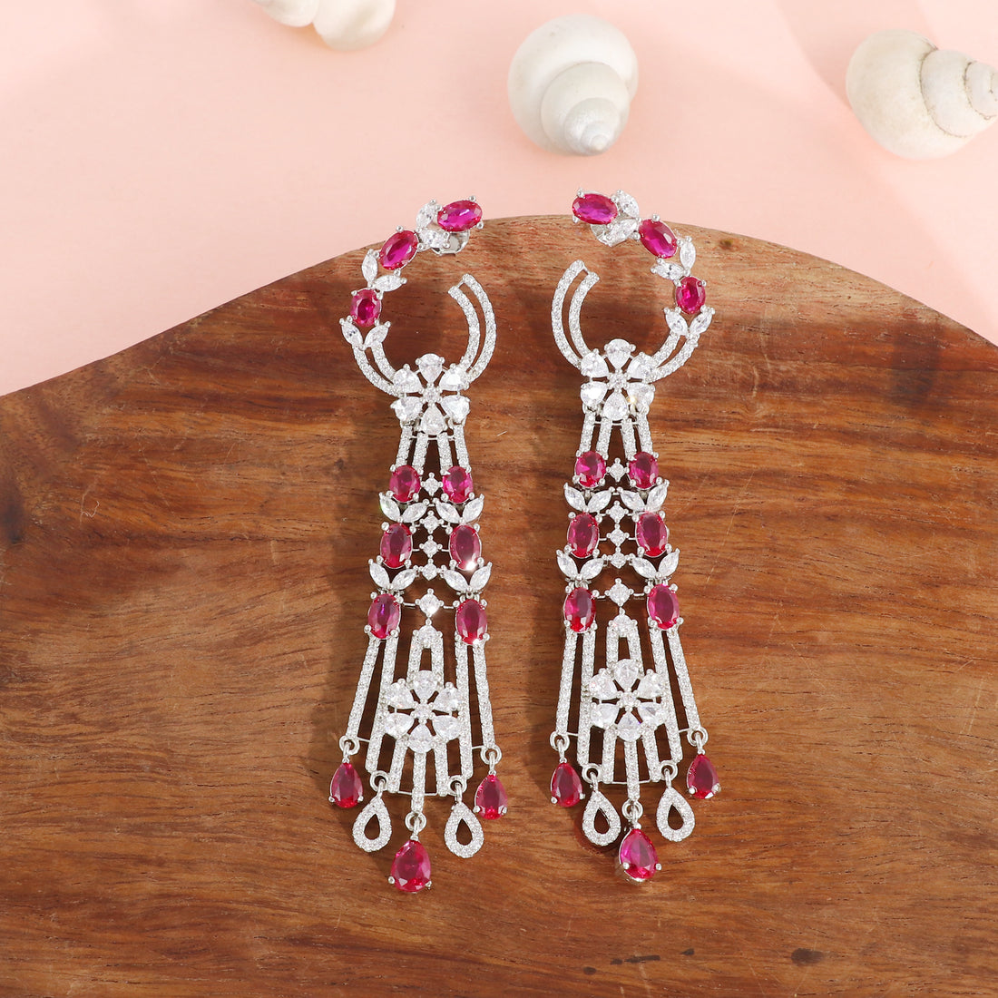 Silver Ruby Rainfall Drops