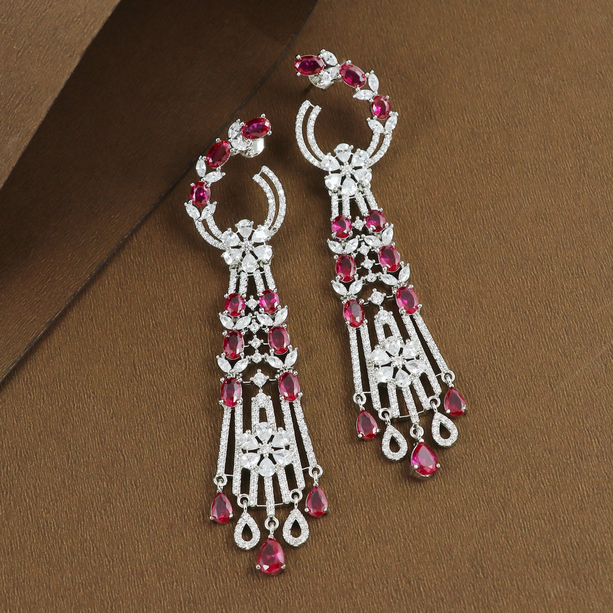 Silver Ruby Rainfall Drops
