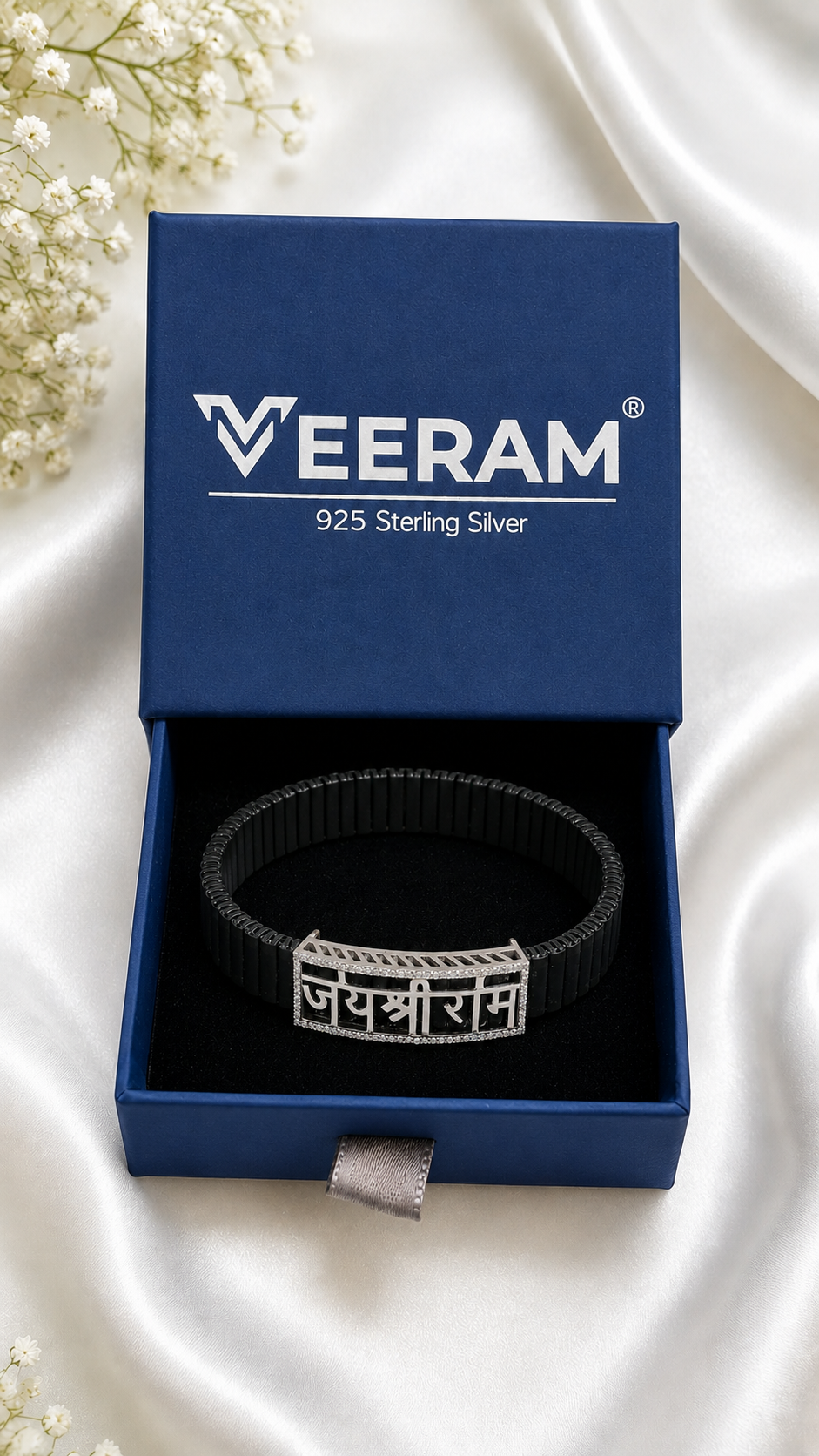 Silver Jai Shree Ram Rouleaux Bracelet