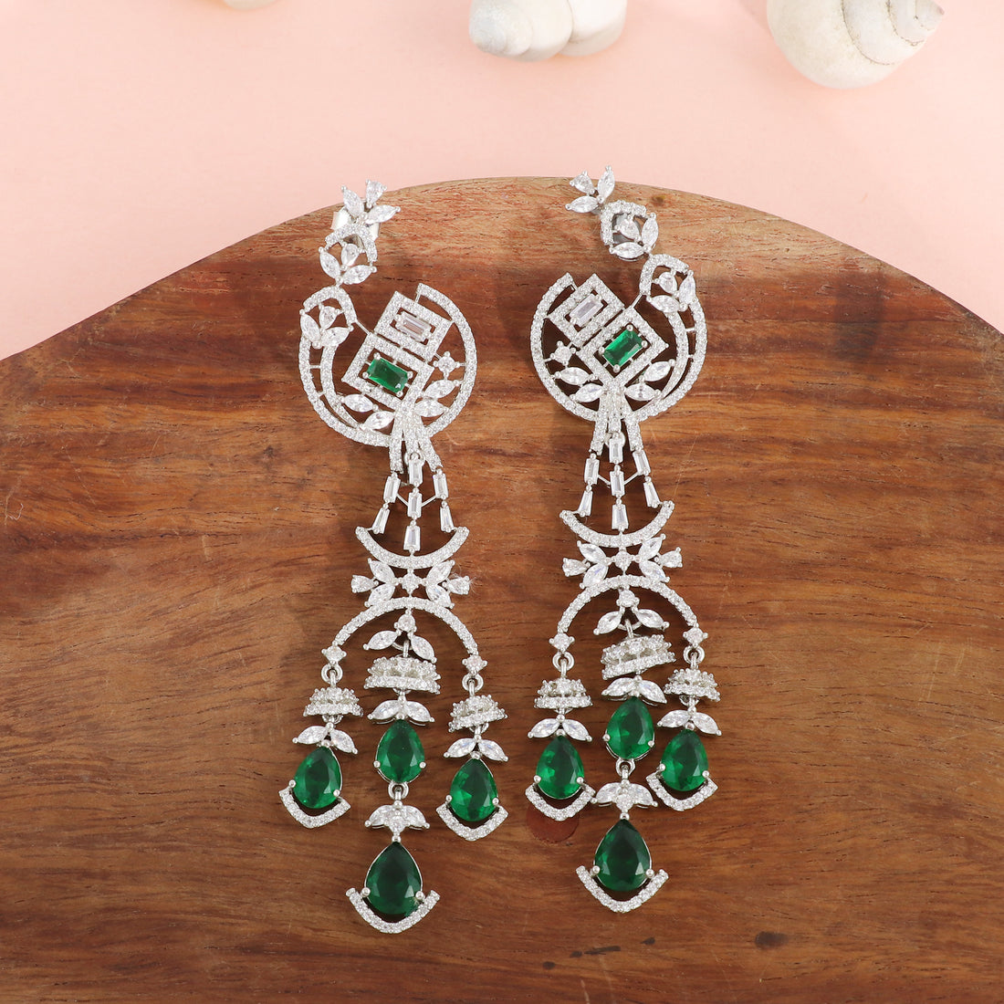 Silver Emerald Enigma Earrings