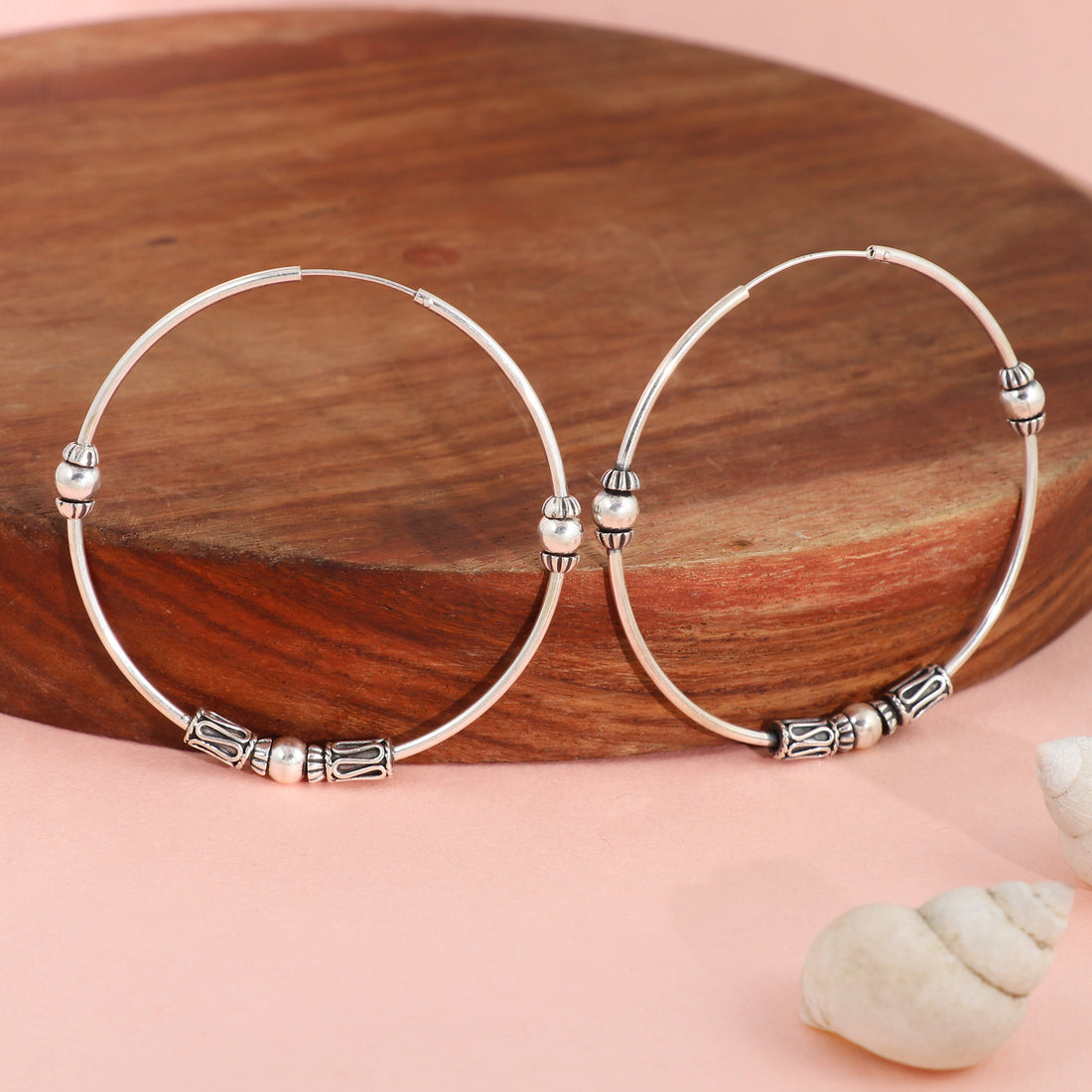 Silver Tribal Orbit Hoops
