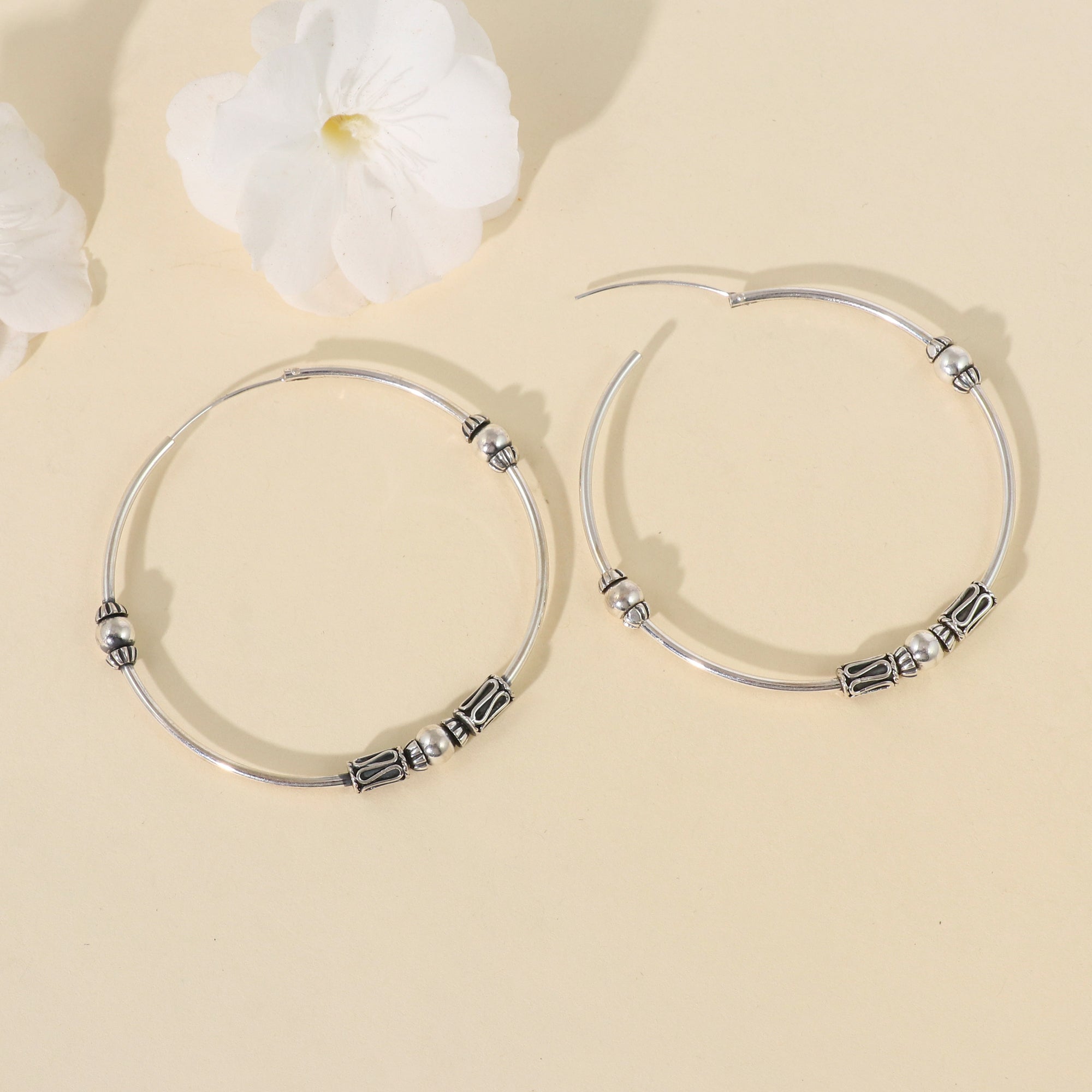 Silver Tribal Orbit Hoops
