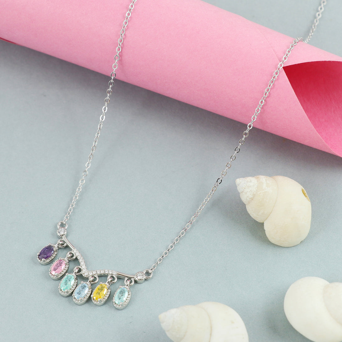 Silver Rainbow Drape Pendant