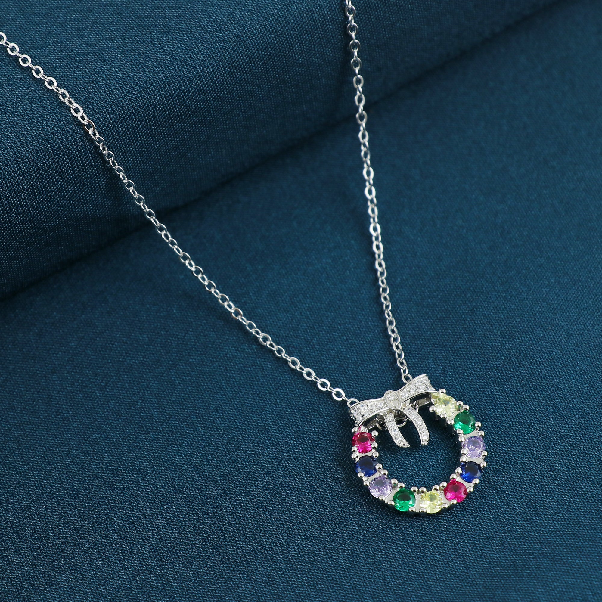 Silver Rainbow Bow Charm Pendant