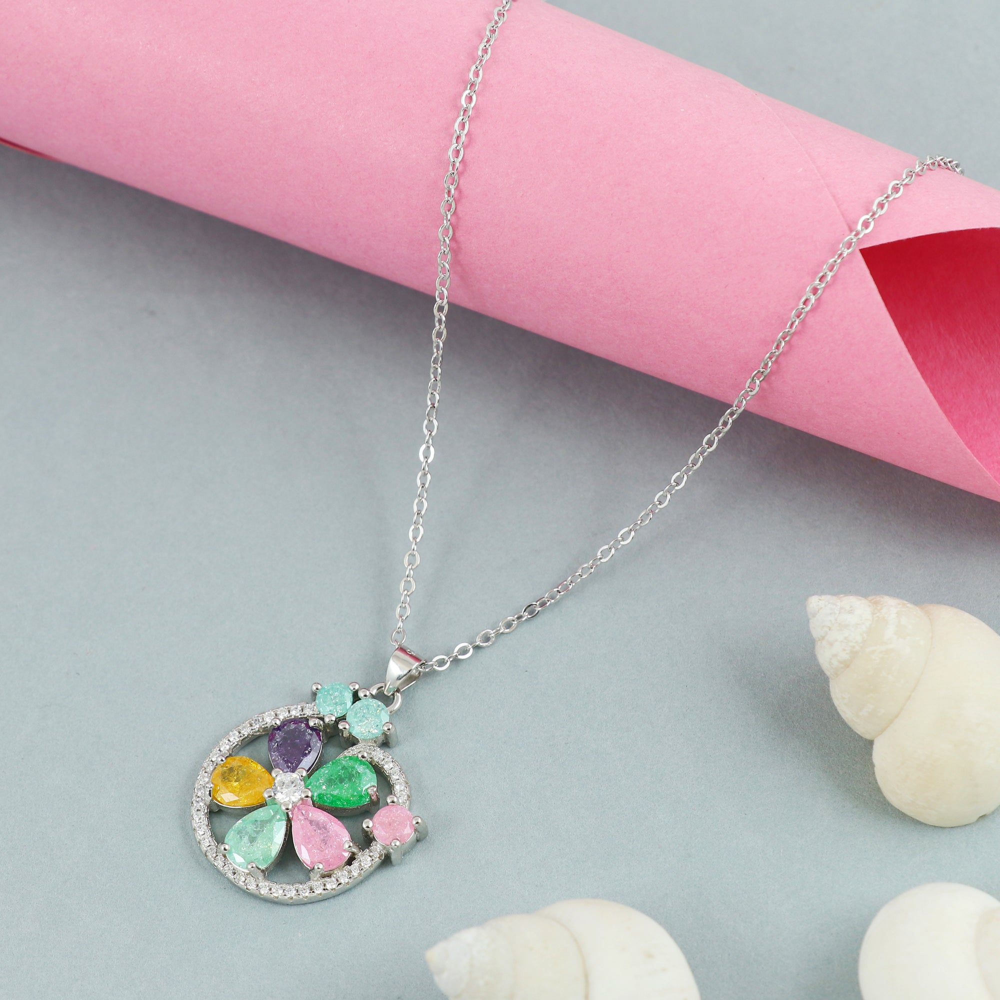 Silver Petal Whirl Pendant